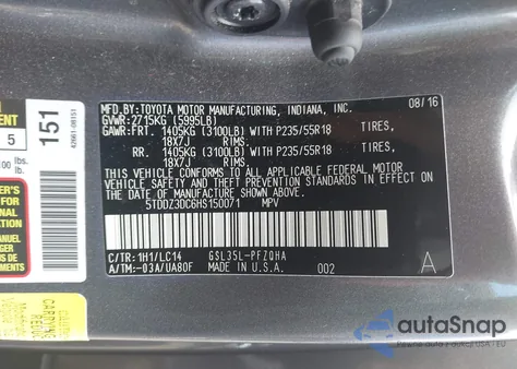 2017 Toyota Sienna Xle 7 Passenger from USA, damaged, VIN 5TDDZ3DC6HS150071